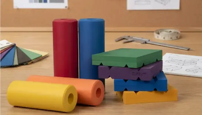 Foam rubber sheets close-up